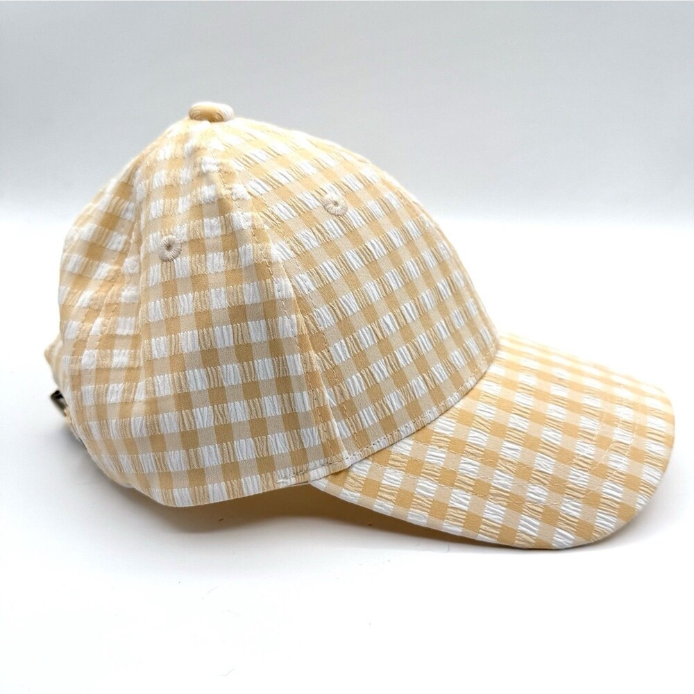 Isaac Mizrahi Gingham Tan Baseball Cap Adjustable One Size‎ NEW